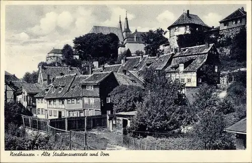 Ak Nordhausen am Harz, Alte Stadtmauerreste und Dom