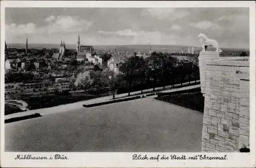 Ak Mühlhausen in Thüringen, Blick auf die Stadt mit Ehrenmal