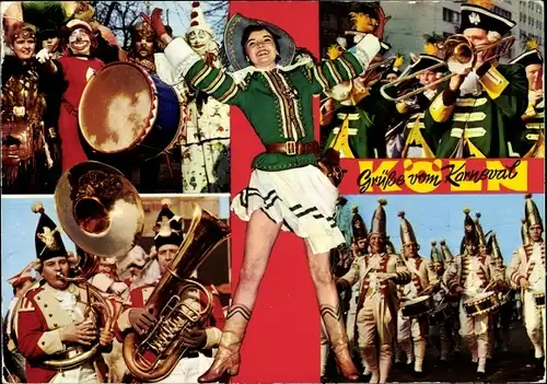 Ak Köln am Rhein, Karneval, Marketenderin des Reiterkorps Jan von Werth, Ehrengarde, Rote Funken