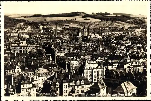 Ak Plauen Vogtland, Blick vom Bärenstein zum Kemmler, Stadtpanorama