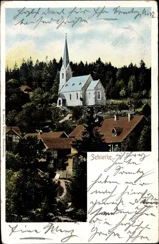 Ak Schierke Wernigerode am Harz, Ortsansicht, Kirche