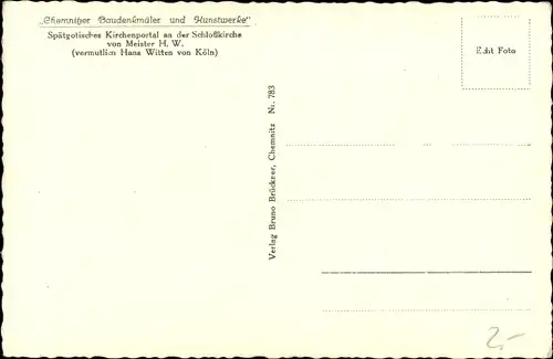 Ak Chemnitz in Sachsen, Schlosskirchenportal