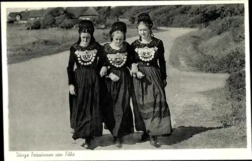 Ak Insel Föhr in Nordfriesland, Junge Friesinnen, Tracht