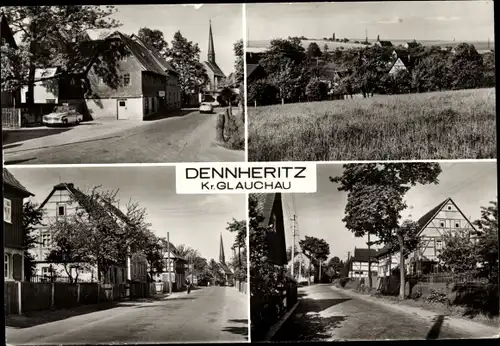 Ak Dennheritz in Sachsen, Ortsansichten, Straßenansichten, Panorama