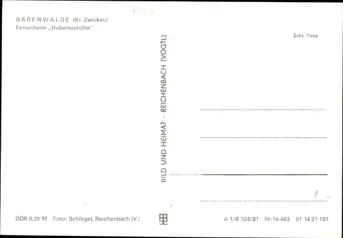 Ak Bärenwalde Crinitzberg in Sachsen, Ferienheim Hubertushöhe