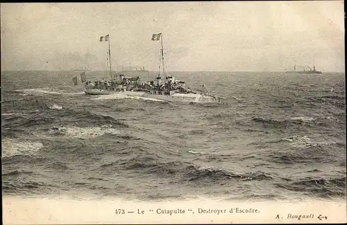 Ak Französisches Kriegsschiff, Catapulte, Destroyer d'Escadre