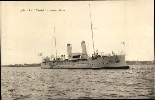 Ak Französisches Kriegsschiff, Cassini, Aviso Torpilleur
