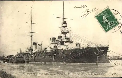 Ak Französisches Kriegsschiff, Verite, Cuirasse