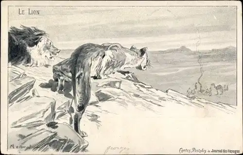 Künstler Ak Le Lion, Löwe und Löwin
