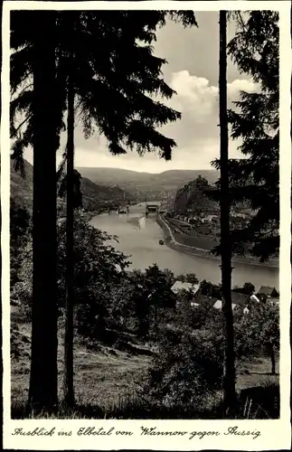 Ak Vaňov Wannow Ústí nad Labem Aussig Elbe Stadt, Ausblick ins Elbetal