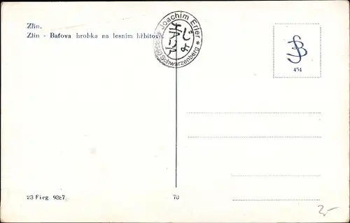 Ak Zlín Gottwaldov in Mähren Region Zlin, Bafova hrobka na lesnim hrbitove