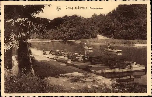 Ak Chiny sur Semois Wallonien Luxemburg, Descente en barquettes de Chiny a Lacuisine, Embarcadere