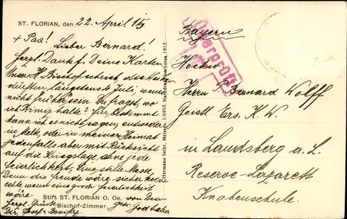 Ak St. Florian am Inn Oberösterreich, Stift, Bischof-Zimmer