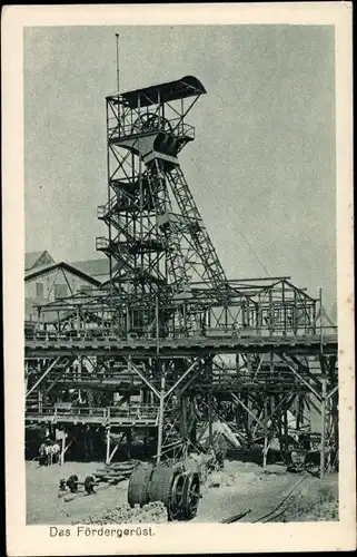 Ak Oberschlesien, Das Fördergerüst, Das Hohelied deutscher Arbeit, Die Grube III 12