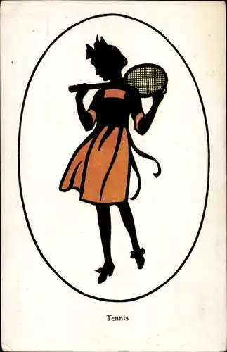 Präge Ak Tennis, Frau mit Tennisschläger