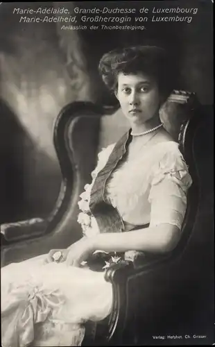 Ak Großherzogin Marie Adelheid von Luxemburg, Portrait