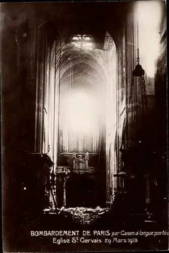 Ak Paris IV, Eglise Saint Gervais 29 Mars 1918, Kriegszerstörung 1. WK