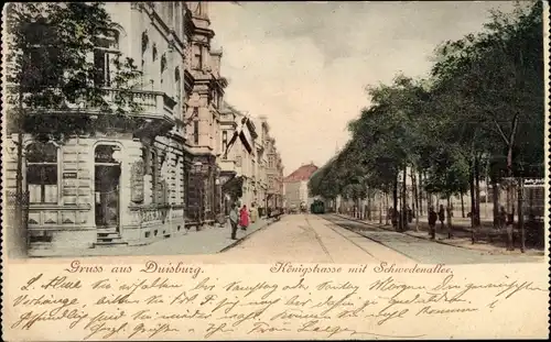 Ak Duisburg im Ruhrgebiet, Königstraße mit Schwedenallee