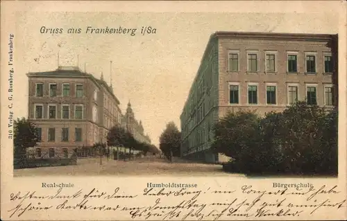 Ak Frankenberg an der Zschopau Sachsen, Bürgerschule, Humboldtstraße, Realschule