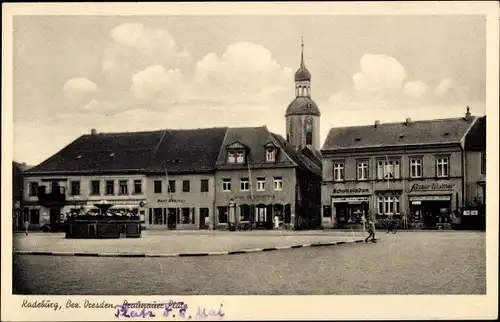 Ak Radeburg Bez. Dresden, Blick auf den Braunauer Platz, Schokoladengeschäft