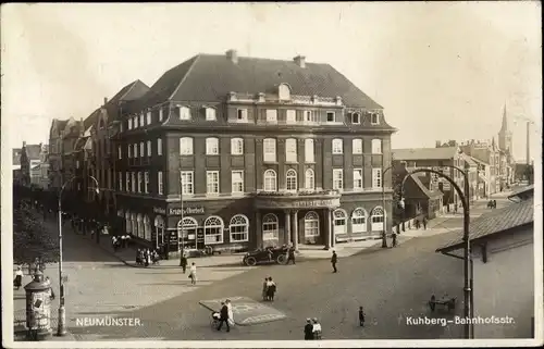 Ak Neumünster in Holstein, Kuhberg, Bahnhofstraße