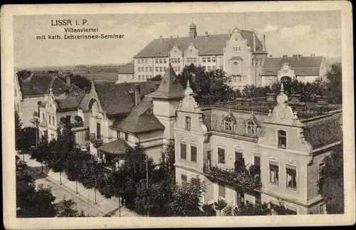 Ak Lissa Leszno Poznań Posen, Villenviertel, Kath. Lehrerinnen Seminar