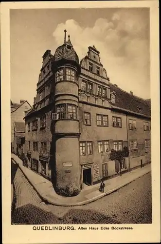 Ak Quedlinburg im Harz, Altes Haus Ecke Bockstraße