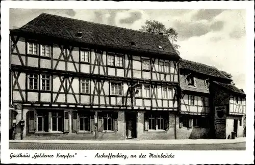 Ak Aschaffenburg in Unterfranken, Gasthaus Goldener Karpfen, Außenansicht