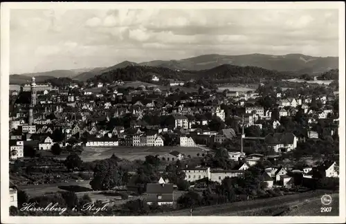 Ak Jelenia Góra Hirschberg Riesengebirge Schlesien, Panorama, Kirche