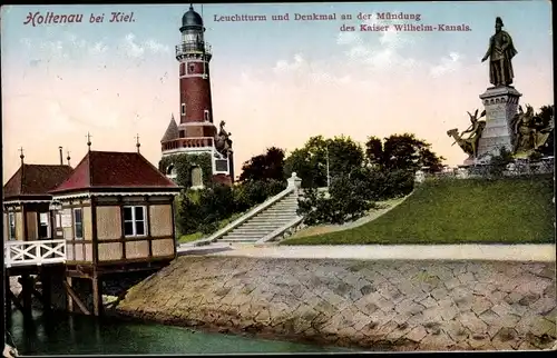 Ak Holtenau Kiel in Schleswig Holstein, Leuchtturm, Mündung Kaiser Wilhelm Kanal, Yenidze Dresden