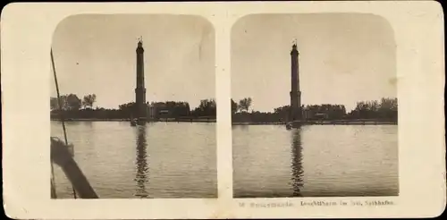 Stereo Foto Chorzelin Osternothafen Świnoujście Swinemünde Pommern, Leuchtturm