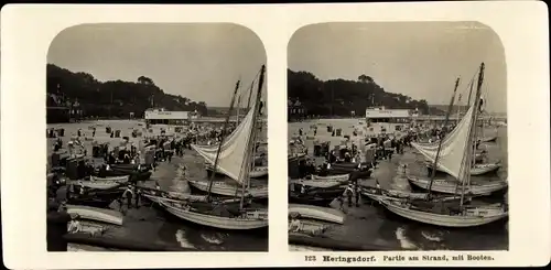 Stereo Foto Ostseebad Heringsdorf auf Usedom, Strand, Boote