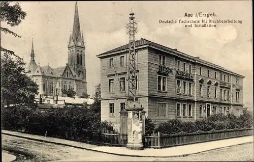 Ak Aue im Erzgebirge Sachsen, Deutsche Fachschule für Blechbearbeitung und Installation