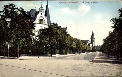 Ak Berlin Wilmersdorf Grunewald, Bismarck Allee, Kirche