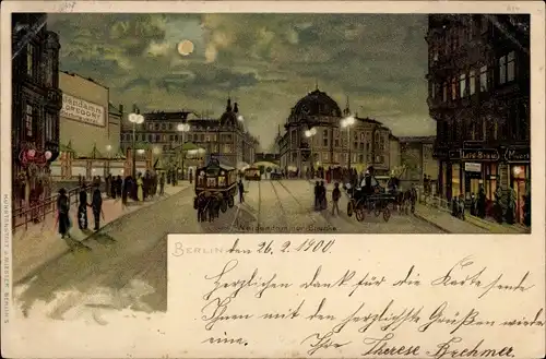 Mondschein Litho Berlin Mitte, Weidendammer Brücke