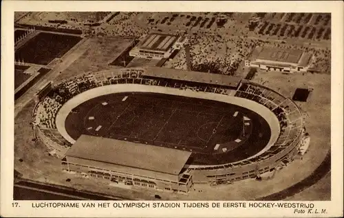 Ak Amsterdam Nordholland, Olympische Spiele 1928, Stadion, Fliegeraufnahme