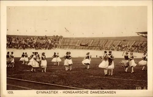 Ak Amsterdam Nordholland, Gymnastiek, Hongaarsche Damesdansen, Olympische Spiele 1928