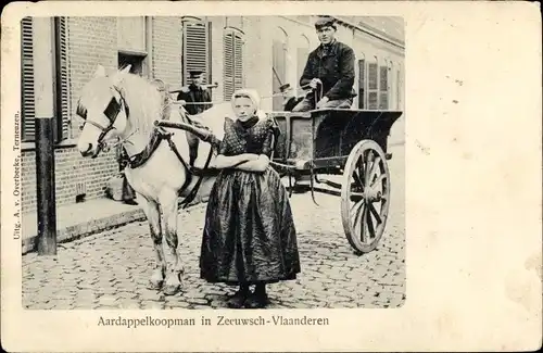 Ak Zeeuws Vlaanderen Zeeland, Aardappelkoopman, Kartoffelhändler, Trachten