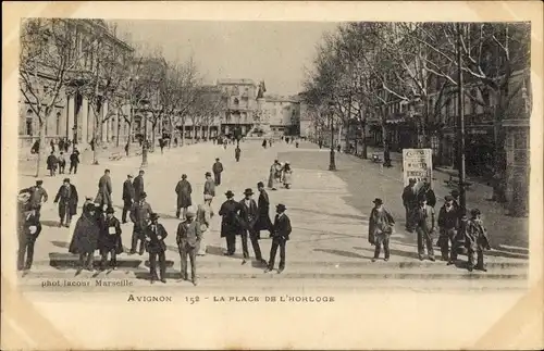 Ak Avignon Vaucluse, La Place de l'Horloge