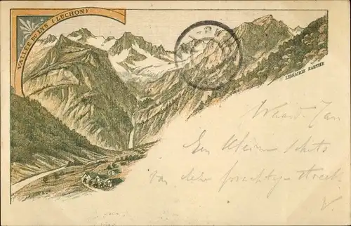 Künstler Litho Luchon Haute Garonne, Vallee du Lys, Gebirge