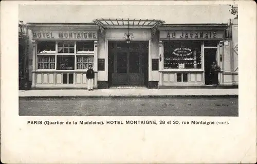 Ak Paris VIII, Quartier de la Madeleine, Hotel Montaigne, Rue Montaigne