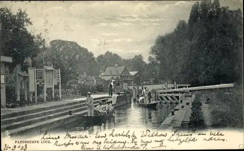 Ak Pangbourne Berkshire, Pangbourne Lock, Schleuse