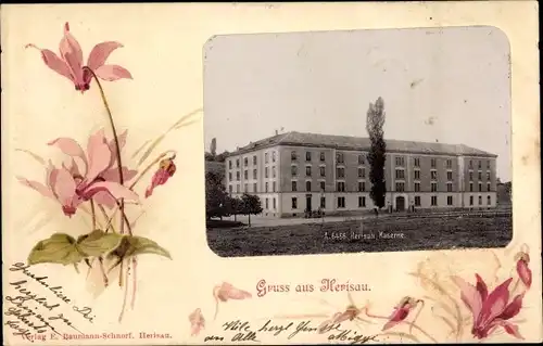 Passepartout Ak Herisau Kanton Appenzell Außerrhoden, Kaserne, Alpenveilchen