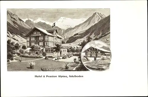 Ak Adelboden Kanton Bern Schweiz, Hotel und Pension Alpina