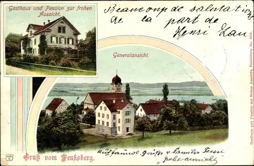 Ak Feusisberg Kanton Schwyz, Gasthaus und Pension zur frohen Aussicht, Totalansicht