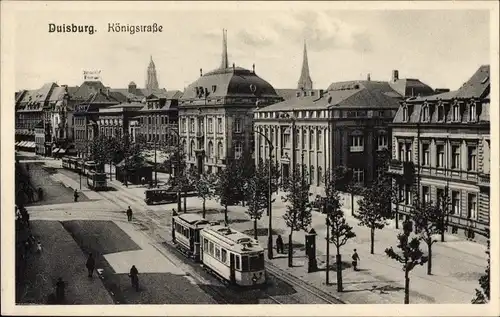 Ak Duisburg im Ruhrgebiet, Königstraße, Straßenbahn