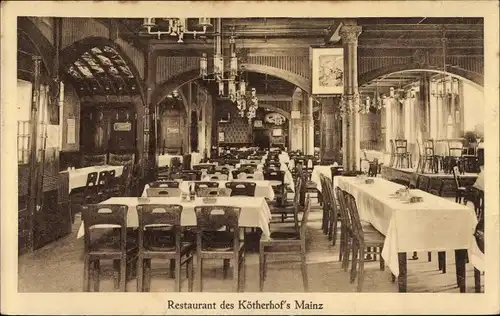 Ak Mainz am Rhein, Restaurant des Kötherhofs, Innenansicht