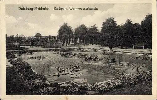 Ak Meiderich Duisburg im Ruhrgebiet, Stadtpark, Warmwasserbassin