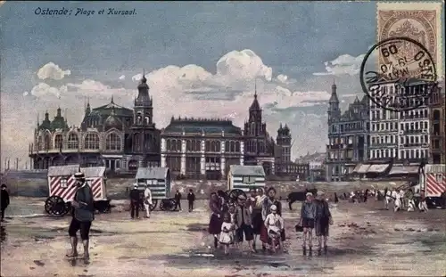 Ak Oostende Ostende Westflandern, Plage et Kursaal, Strandszene