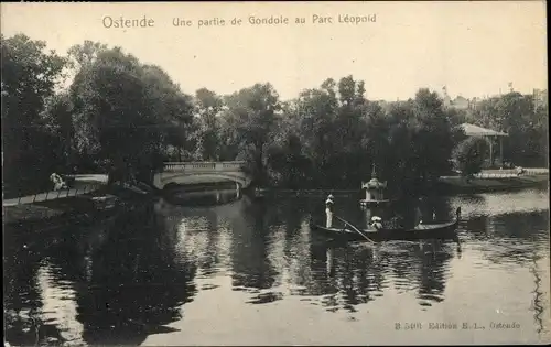 Ak Ostende Westflandern, une partie de Gondole au Parc Leopold, See